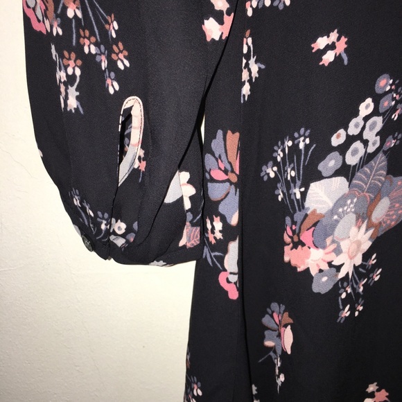 Loft Women's Black & Peach Floral Dress Size 4 - Picture 6 of 8